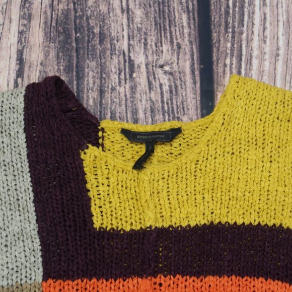 BCBGMAXAZRIA Cayden Bordeax Color Block Knit Sweater Womens Size XXS - Picture 4 of 5